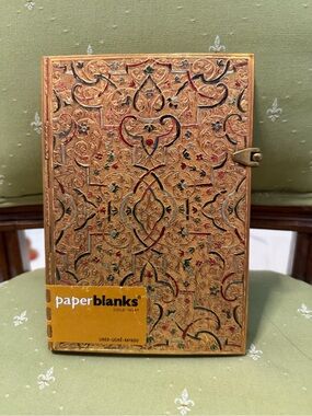 Paperblanks Gold Inlay Ornate Hardcover Journal - Gold with Red & Green Accents